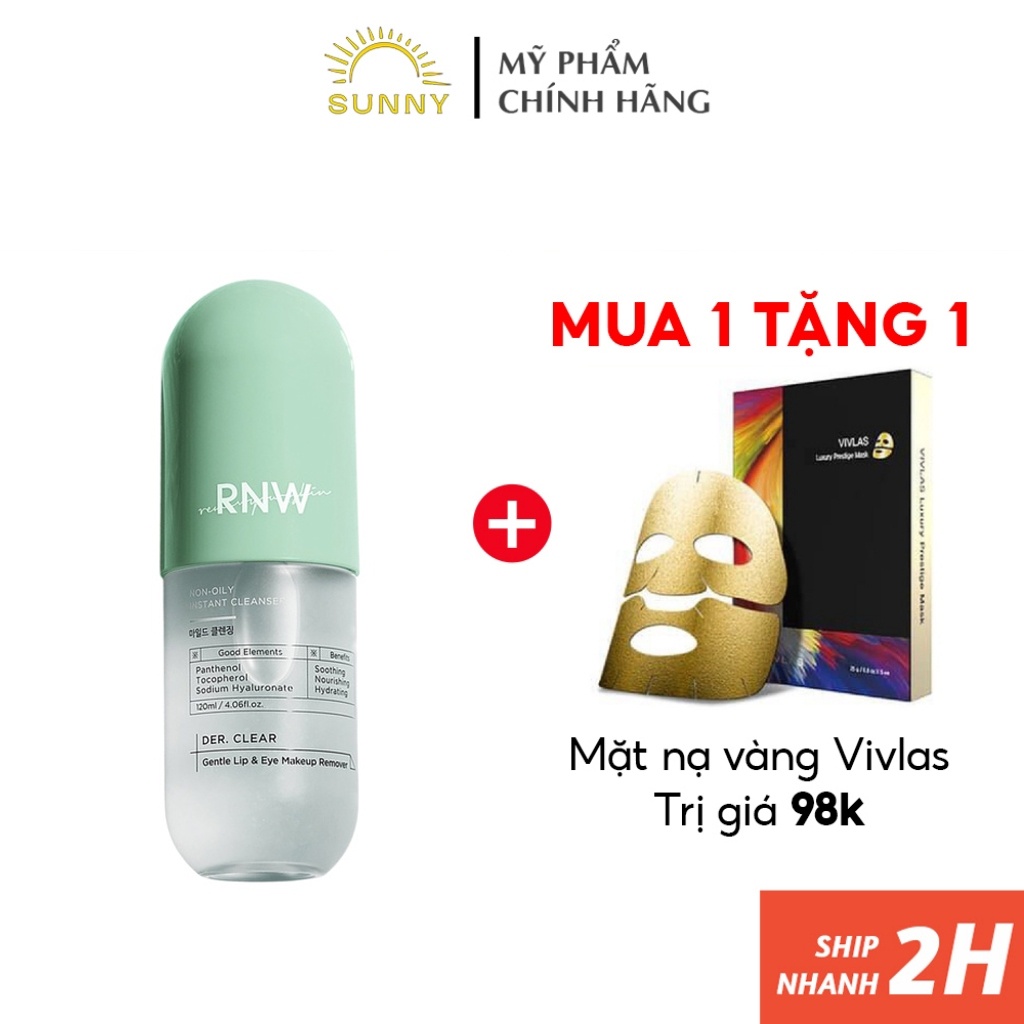 Nước tẩy trang mắt và môi RNW Gentle Lip And Eye chính hãng Hàn Quốc, làm sạch sâu lớp trang điểm trên da