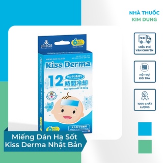 Miếng Dán Hạ Sốt Kiss Derma Nhật Bản Hạ Nhiệt Giảm Đau Mát Lạnh Suốt 12 Tiếng Hộp 6 Miếng