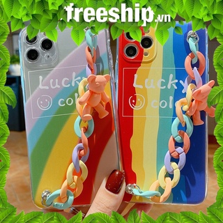 ốp iphone gắn xích gấu lưng cầu vồng cực cute chất silicon trong suốt ốp lưng iphone 6 12promax 12mini