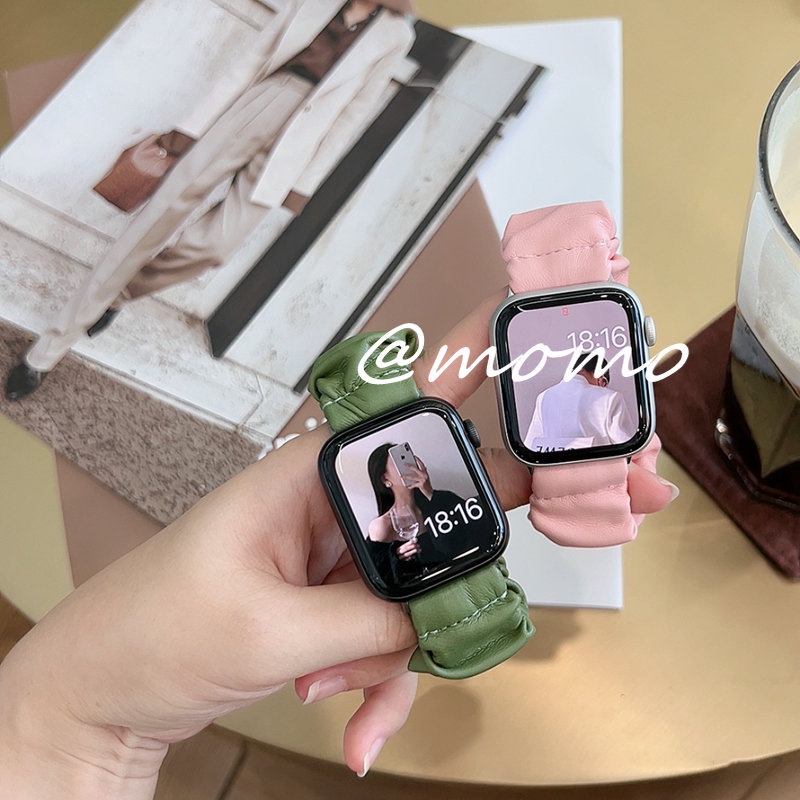 Dây Đeo Đồng Hồ Bằng Da Co Giãn Sang Trọng Cho Apple Watch Ultra Series 8 7 6 5 4 3 2 1