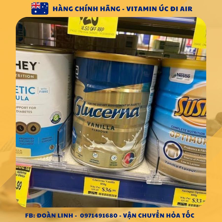 Sữa Glucerna 850gr Úc dành cho người tiểu đường