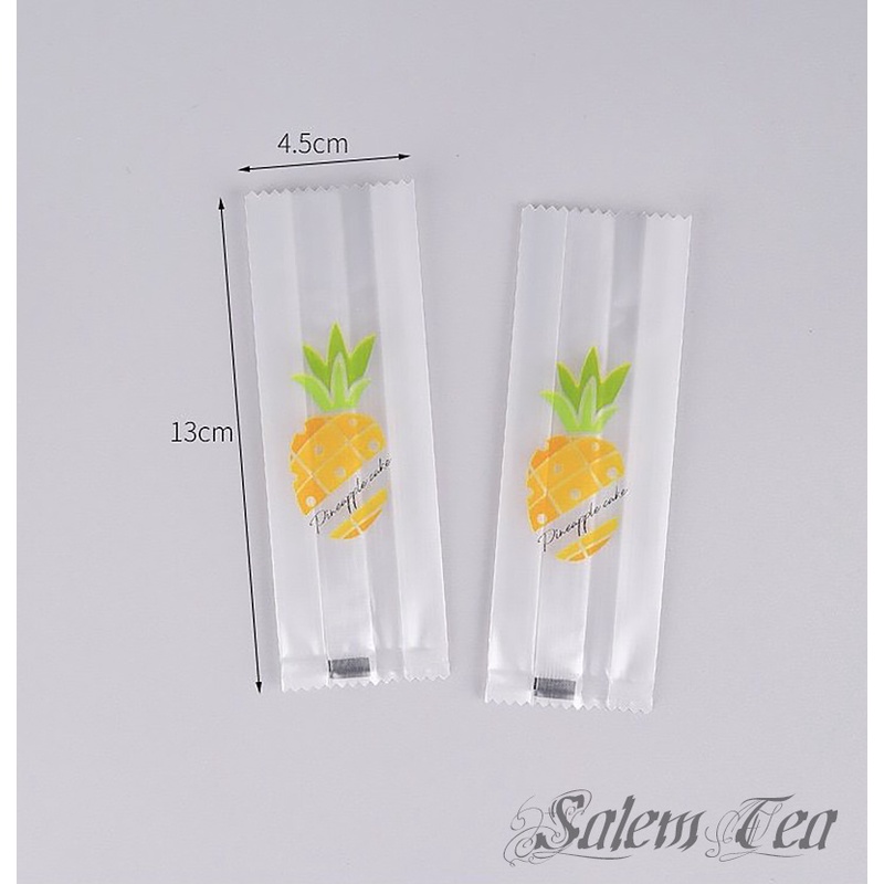 100 Túi Hàn Miệng 4.5 X 13cm Đựng Bánh Dứa 4 in 1