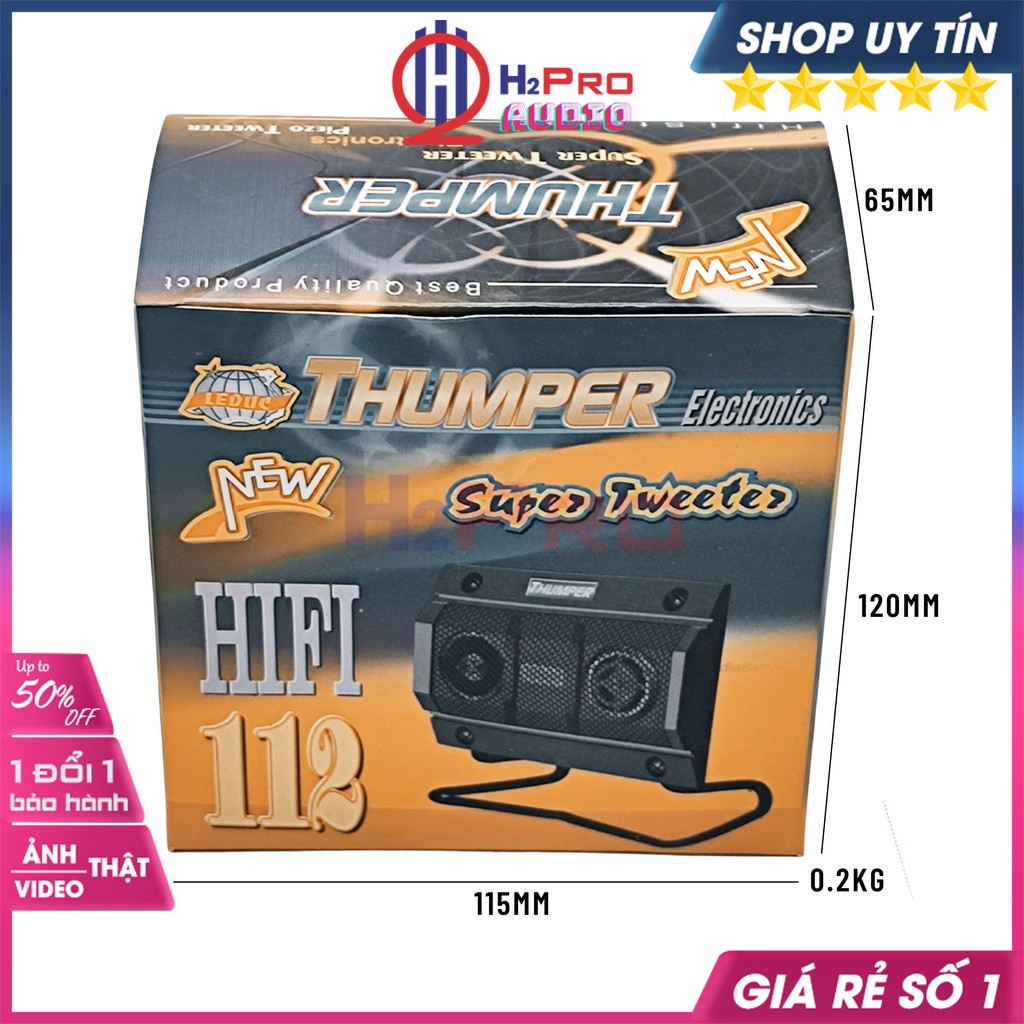 Đôi Loa Treble Thạch Anh Thumper 112 Dẹt, 2 Loa Tép Rời Thạch Anh Cao Cấp 40W-8 Ôm (Tặng Tụ 20K Hàn Sẵn)-H2Pro Audio