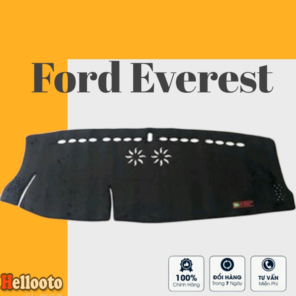 Thảm Taplo Ford Everest 2019 2020 2021 2022 Màu Đen Chất Liệu Nhung Lông Cừu Đế Có Chống Trượt, chuẩn form xe