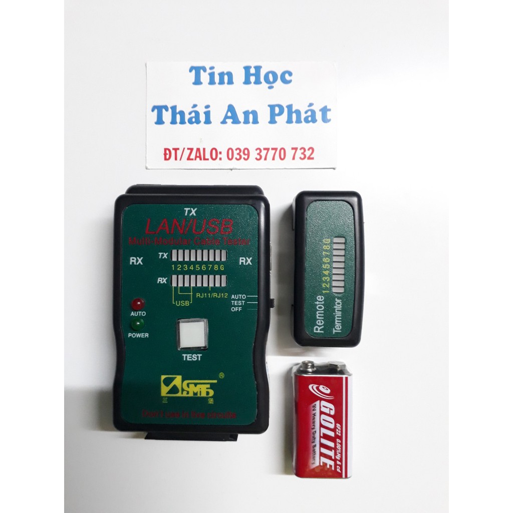 Bộ test cáp mạng đa năng CT-168 (RJ45-RJ11-USB),kèm theo pin,hàng chất lượng.