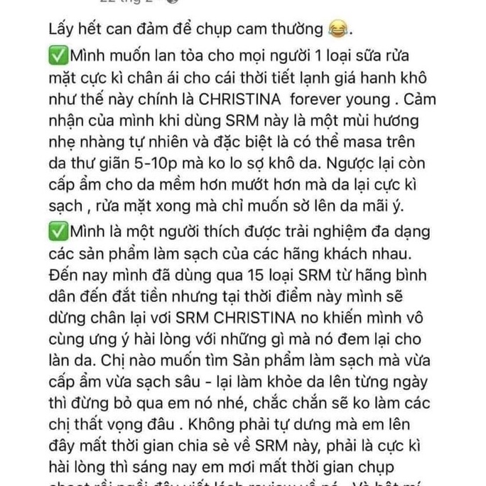 Sữa rửa mặt và toner cân bằng, chống lão hoá Christina Forever Young