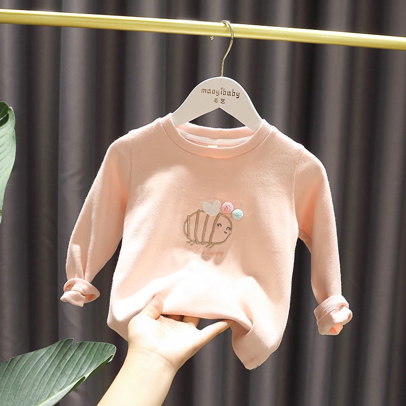 Áo Thun Tay Phồng Dáng Dài Họa Tiết Hoạt Hình Thời Trang Xuân Thu Cho Bé Gái