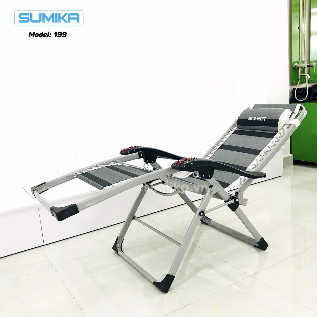 Ghế xếp thư giãn SUMIKA 199 - Mẫu mới nhất 2020, lăn tay massage, khung vuông cao cấp, tải trọng 200kg