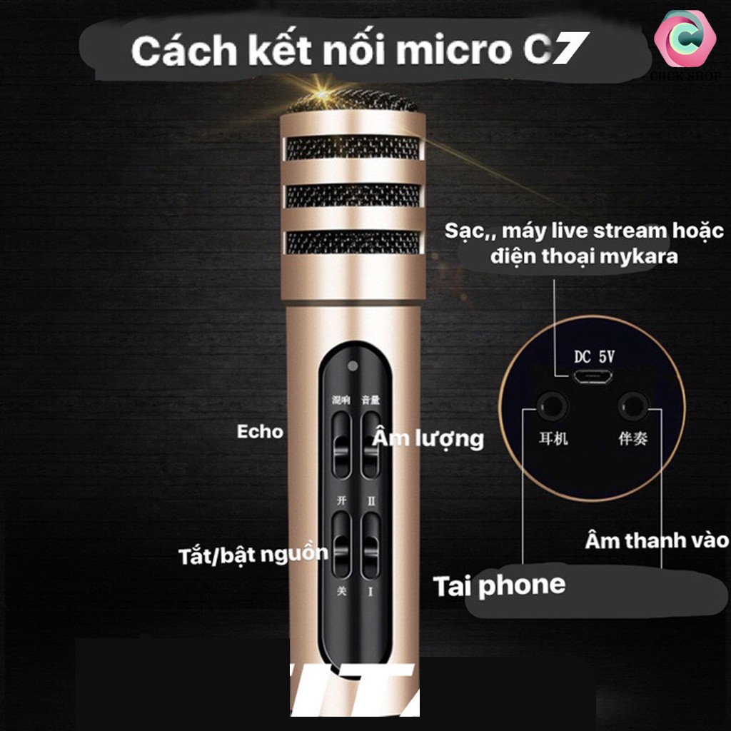 mic thu âm c7 hay mic livestream c7 tặng kèm tai nghe