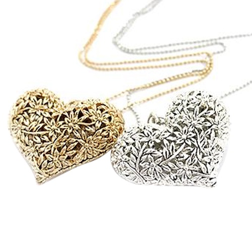 Dây chuyền hợp kim thiết kế hình trái tim chạm khắc tinh tế sang trọng dành cho nữ