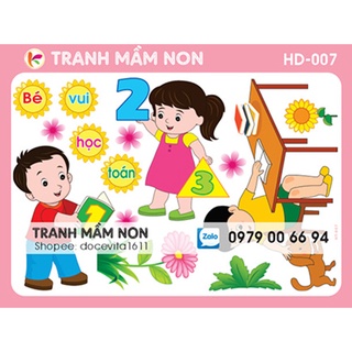 Decal mầm non-BÉ VUI HỌC TOÁN khổ lớn 127x80