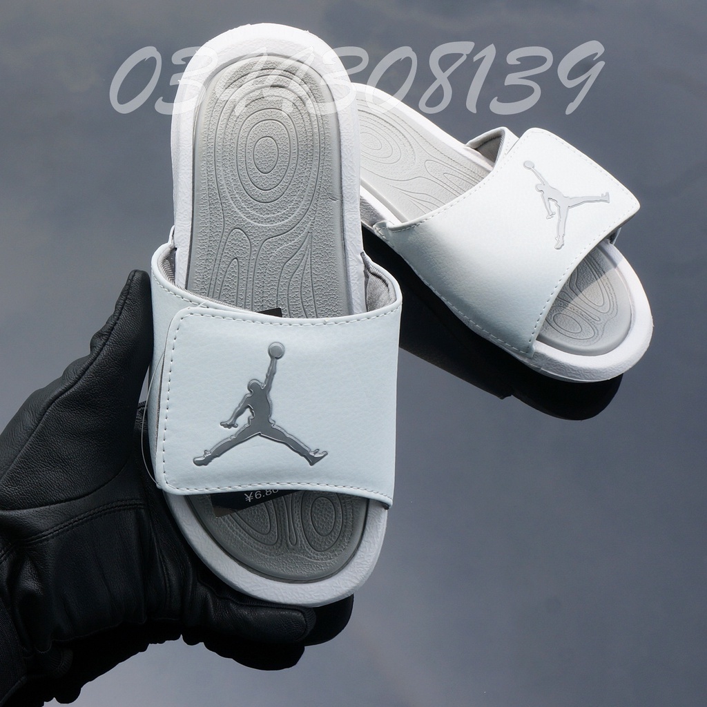 Dép Jordan bóng rổ JD trắng xám nam nữ  hot trend VNXK đầy đủ tem tag hộp JD loại 1 quai ngang xé dán. nhuthuyshoes