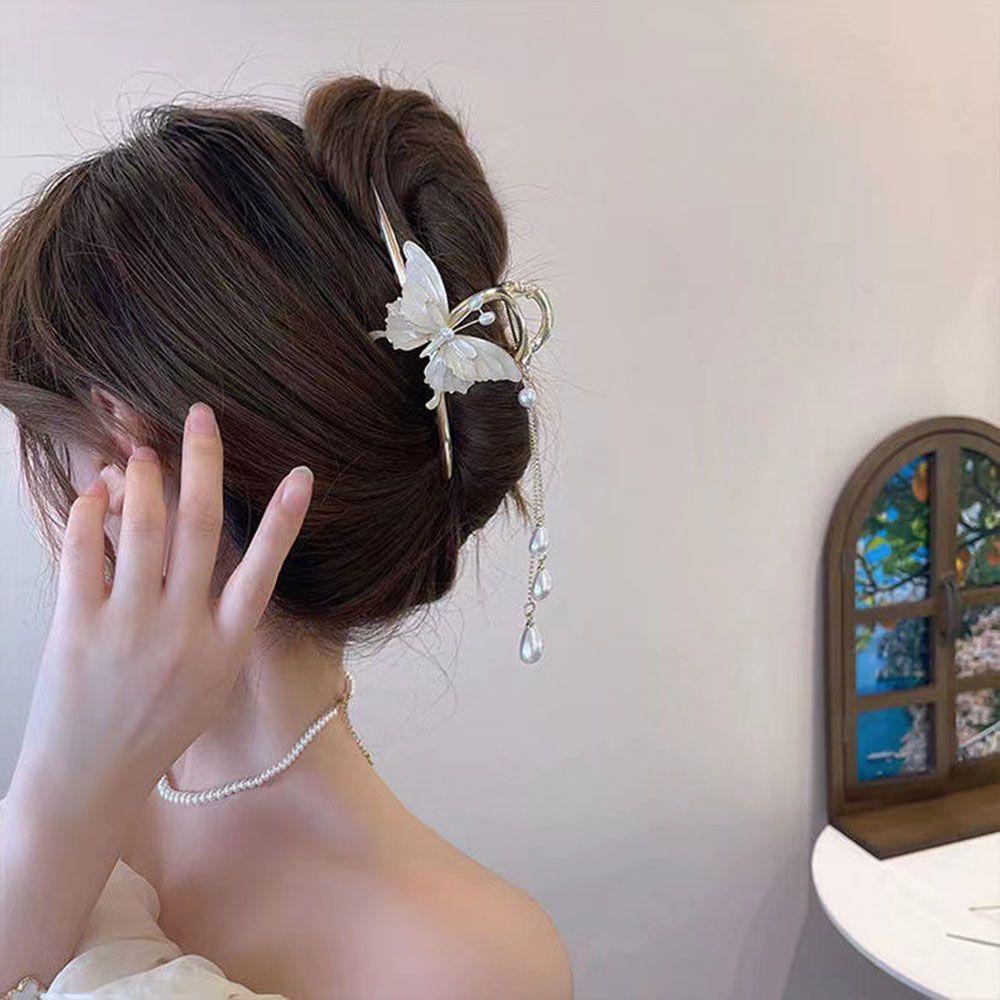 Kẹp Tóc Móng Vuốt Dài Hình Bướm Đơn Giản Hợp Thời Trang Phong Cách Hàn Quốc Cho Nữ