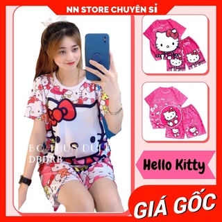 Đồ bộ bé gái mặc nhà chất thun mềm mịn in hình hello kitty dễ thương size từ 5kg đến 60kg SIZE 4 - L