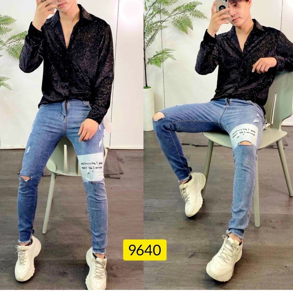 quần jean nam rách gối mẫu mới hốt 9640