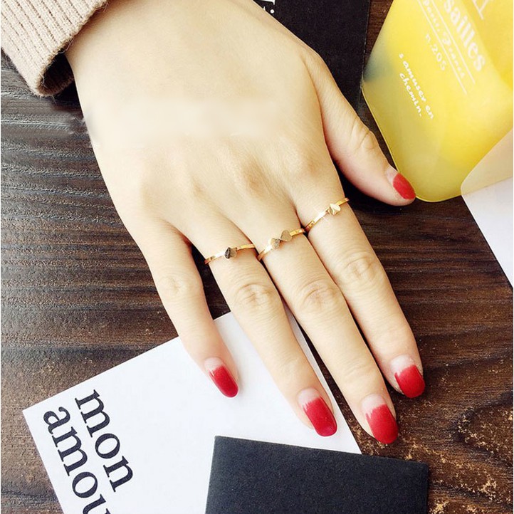 combo 3 nhẫn titan cỏ 4 lá màu vàng hồng siêu cute (tặng hộp đựng nhẫn cực xinh)