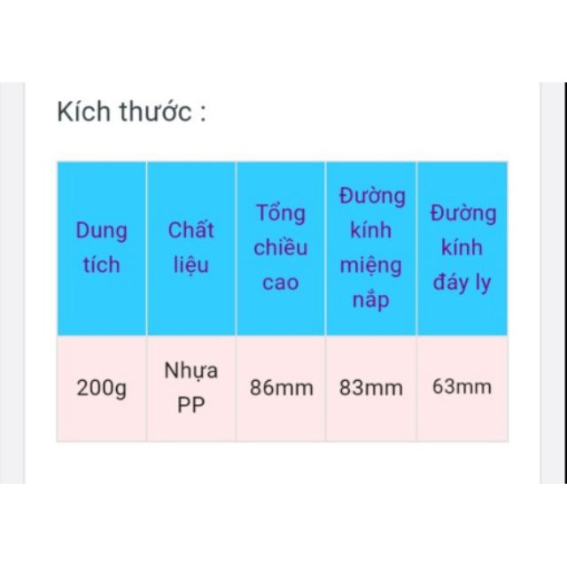 Hủ ly 200g - Hủ ly thái - hủ nhựa - chai lọ hủ chiết mỹ phẩm - chai lọ mỹ phẩm