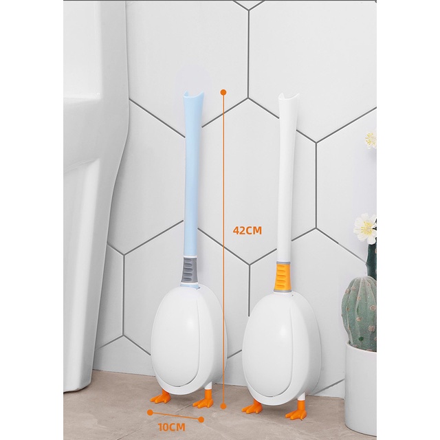 [Mã 44LIFESALE giảm 10% đơn 99K] Bàn chải vệ sinh toilet bằng silicone hình chú vịt kèm hộp đựng tiện dụng