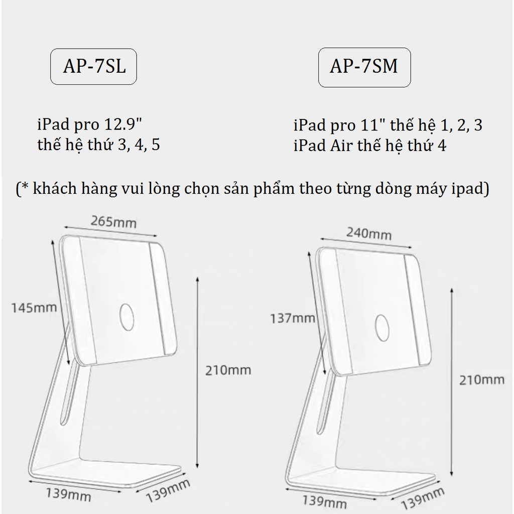 Giá đỡ nam châm từ tính hít máy tính bảng iPad Galaxy tab, máy đọc sách kindle Vu Studio nhôm nguyên khối xoay 360 độ