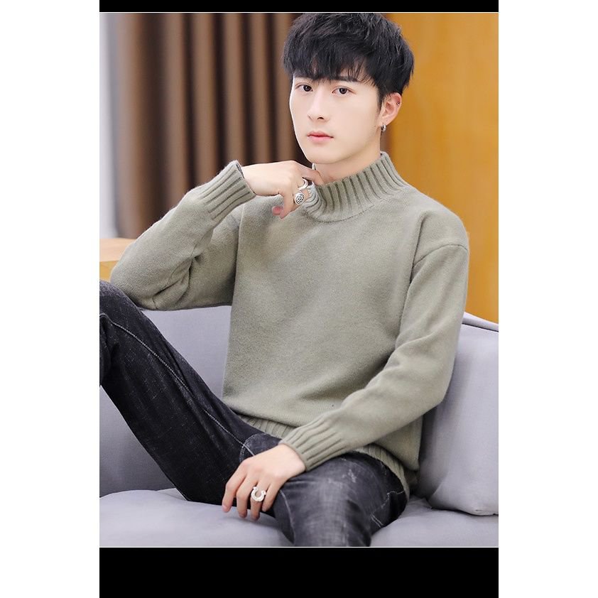 Áo Sweater Dệt Kim Cổ Lọ Phối Nhung Dày Thiết Kế Trẻ Trung Cho Nam | BigBuy360 - bigbuy360.vn