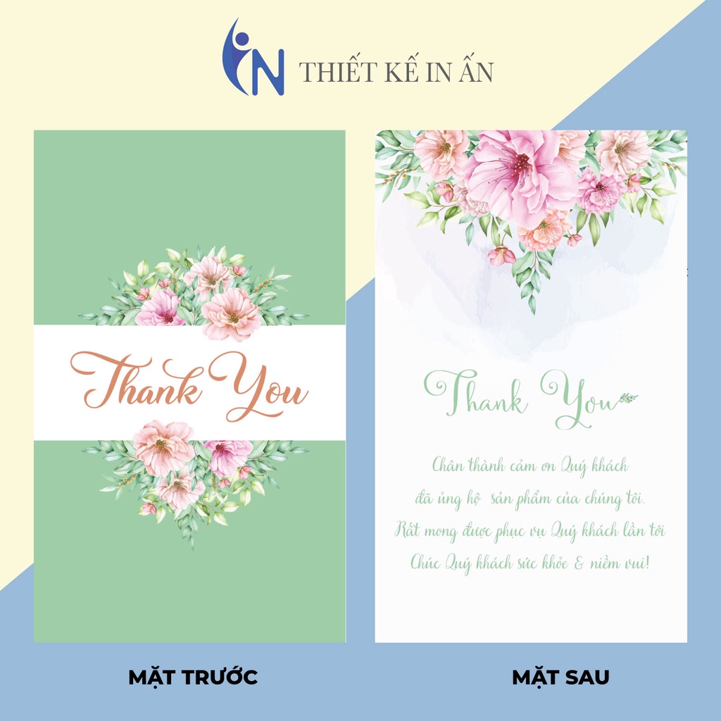 Hộp 100 card cám ơn, card Thank you Họa tiết hoa lá sáng tạo độc đáo hợp trend (15 mẫu) dành riêng cho shop bán hàng