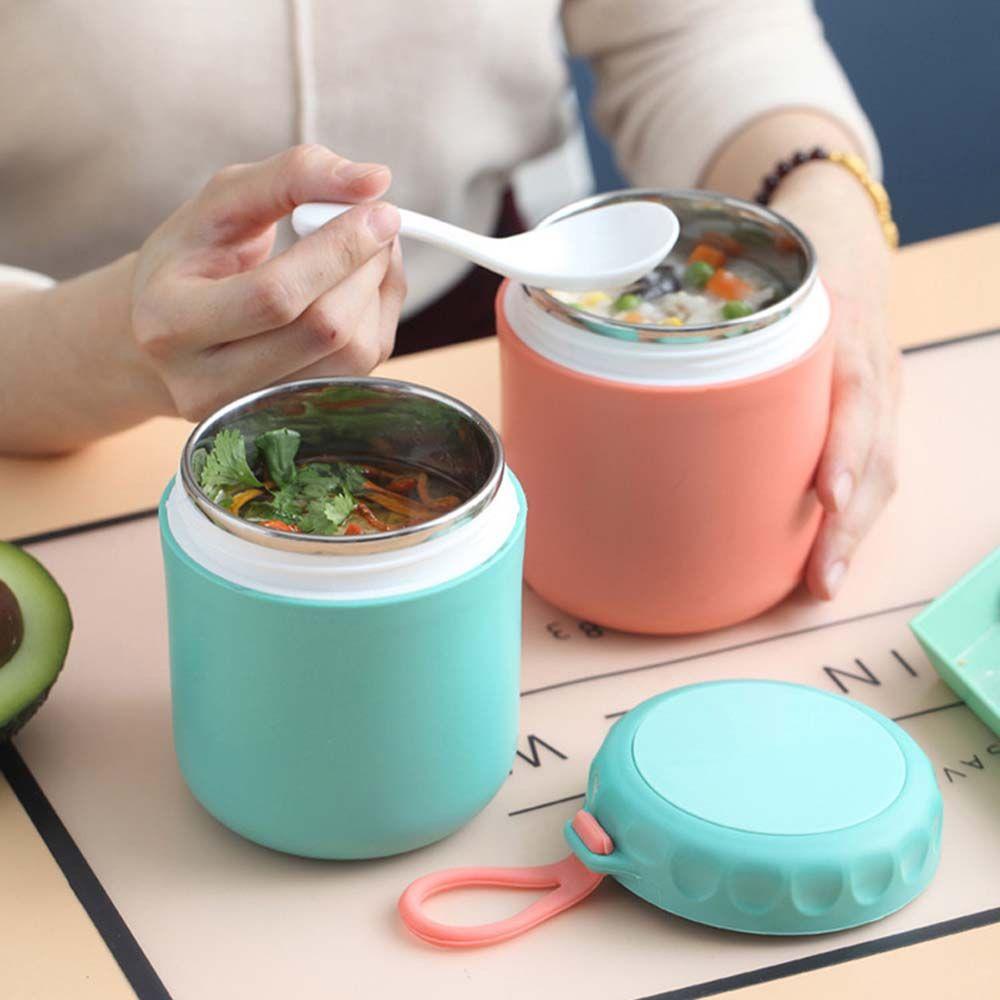 Hộp Đựng Cơm Trưa Mini Bằng Thép Không Gỉ Kèm Muỗng Tiện Dụng Cho Văn Phòng