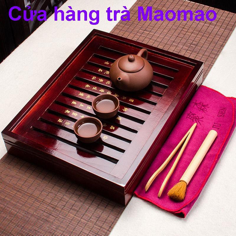 bộ trang điểm mónBộ ấm trà dùng trong gia đình, chén nhỏ màu tím cát tường, chén, khay bằng gỗ nguyên khối, g