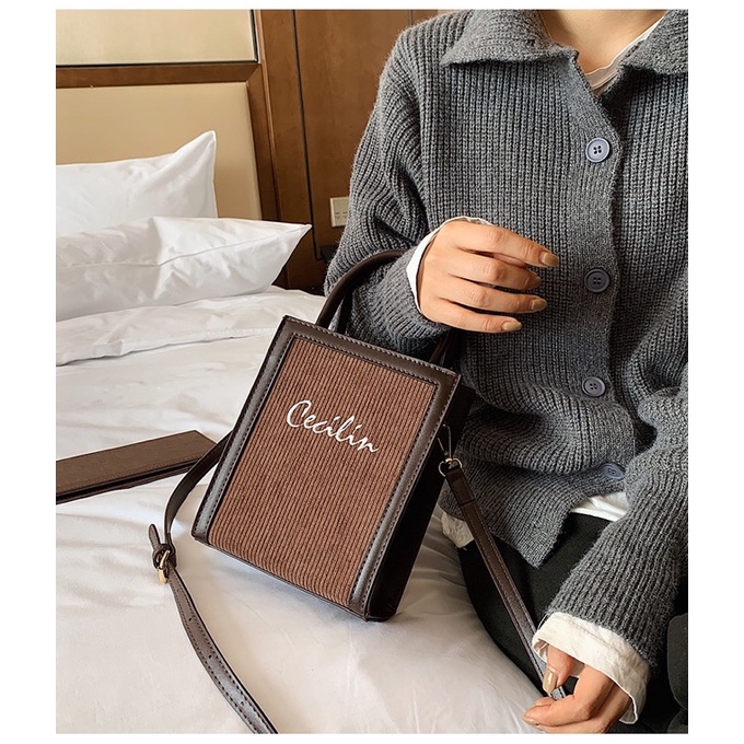 Túi đeo vai/đeo chéo nữ Cecilia mặt nỉ nhung