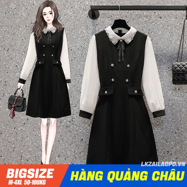 BIGSIZE nữ 45-100kg Đầm dáng ôm phối lưới thời trang hàn quốc
