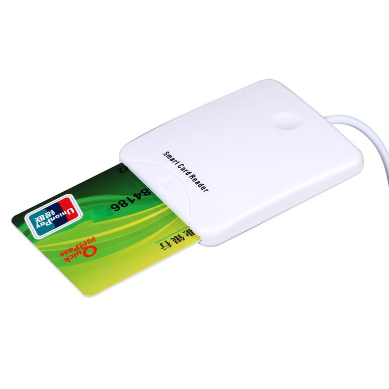 White  ABS USB Contact Smart Chip Card IC Cards Reader With SIM Slot