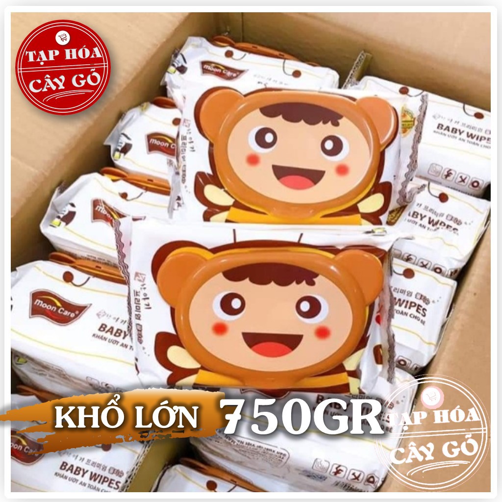 Khăn ướt Baby Wipes MOON CARE an toàn cho da mẹ và bé (750g / gói) - SIZE LỚN 24cm x 26cm | Không mùi và không cồn