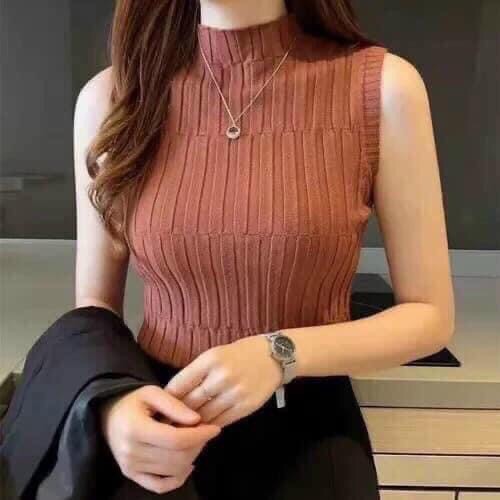 Áo len giữ nhiệt nữ 𝑭𝒓𝒆𝒆𝒔𝒉𝒊𝒑 Áo len cộc tay ba lỗ thời trang len gân siêu đẹp