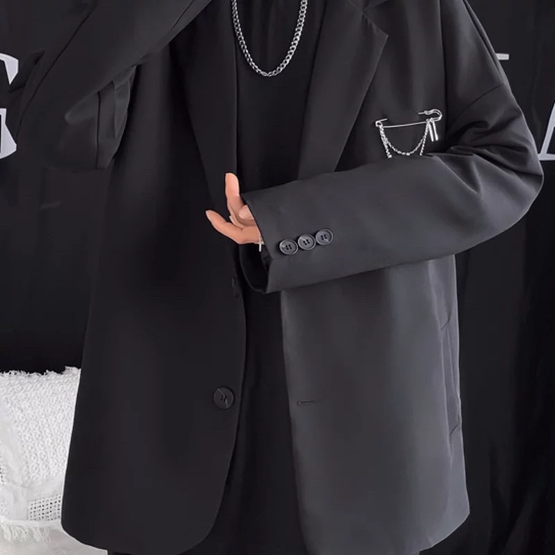 ÁO KHOÁC BLAZER VETS HÀN QUỐC T-A-N AV019 KÈM . MÀU ĐEN