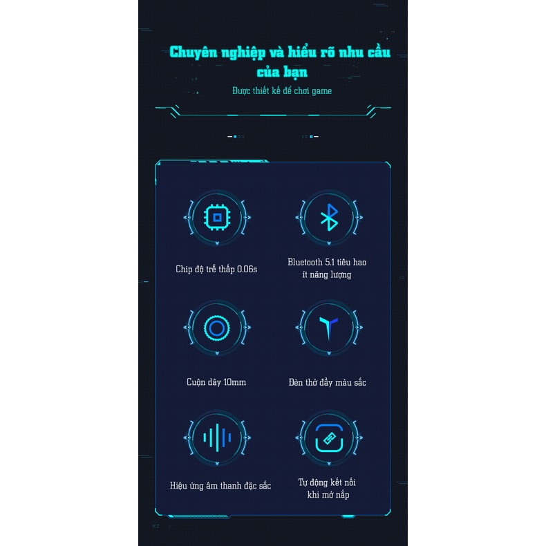Tai nghe gaming bluetooth PISEN X Pods Pro Gaming,kết nối bluetooth 5.1,sử dụng hơn 6h liên tục,độ trễ thấp-BH 18 tháng