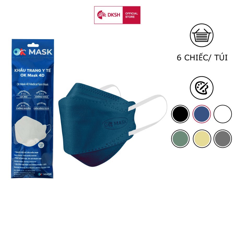 Khẩu trang 4D OK Mask (Kiểu dáng KF94) - Gói 6 cái