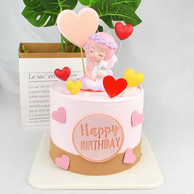 [SIÊU RẺ❤️] – Bé gái ngồi - Tóc hồng bế mèo