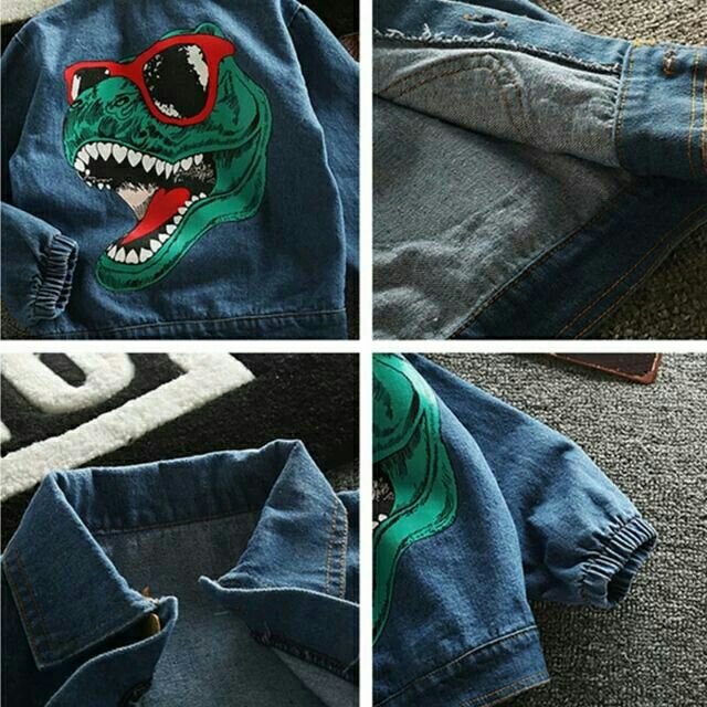 áo khoác jean khủng long cho bé