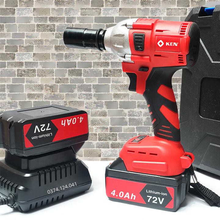 Máy siết bulong KEN Dùng Pin 72V KHÔNG CHỔI THAN - Máy bắn vít, khoan dùng pin lõi đồng đầu 22mm