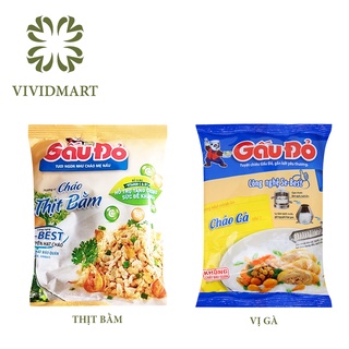 [Gói lẻ] CHÁO GẤU ĐỎ 02 VỊ: THỊT BẰM, VỊ GÀ – GÓI 50G – GẤU ĐỎ