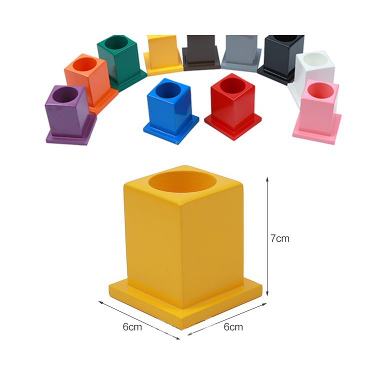 Giáo cụ Montessori - 11 ống đựng bút (SET OF 11 COLORED PENCIL HOLDERS)