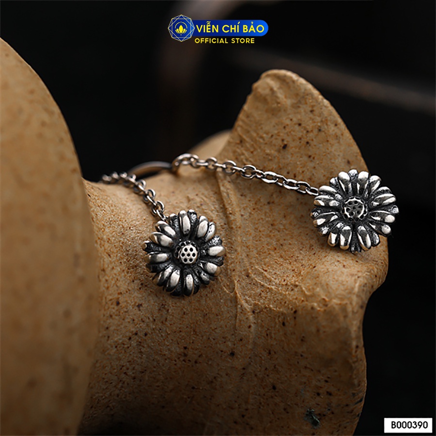 Khuyên tai bạc nữ hoa cúc dài chất liệu bạc Thái 925 thời trang phụ kiện trang sức Viễn Chí Bảo B000390