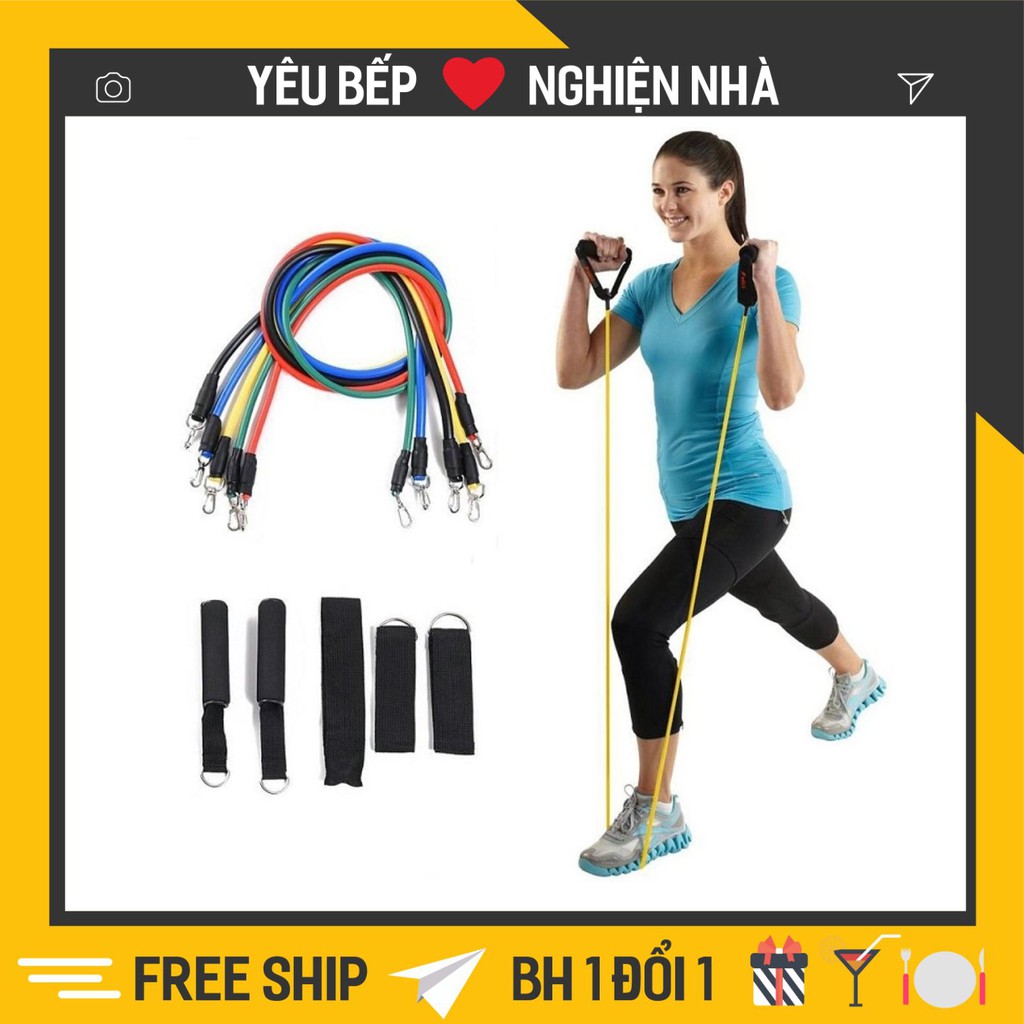 Dây tập gym ngũ sắc đa năng - Bộ 5 dây tập gym đàn hồi tập thể lực chính hãng