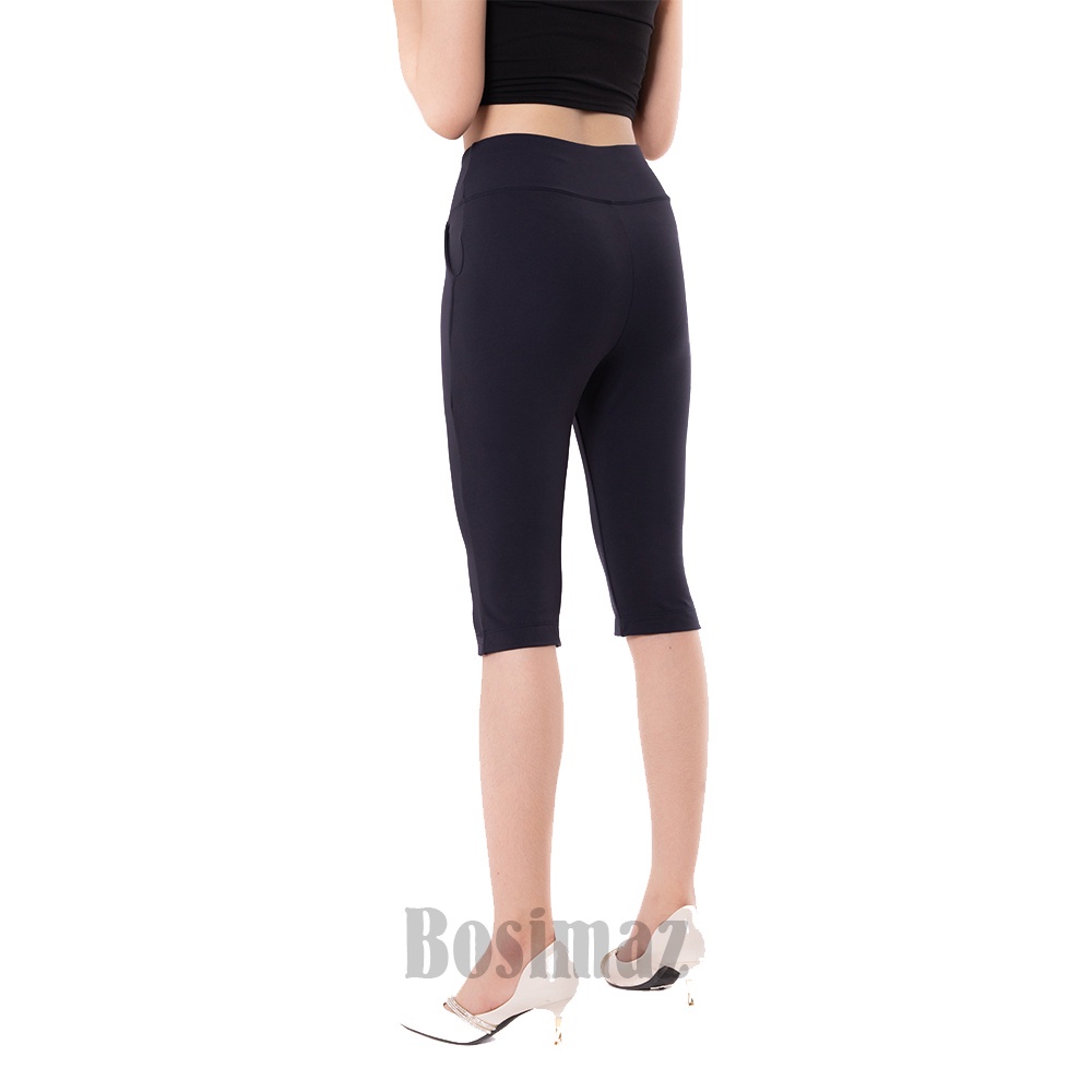 Quần Legging Ngố Bigsize Bosimaz BS381 túi trước màu đen cao cấp, thun co giãn 4 chiều, vải đẹp dày, thoáng mát.
