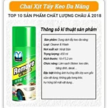 Chai xịt tẩy rửa keo ô tô, vệ sinh nội thất cho ô tô 450ml