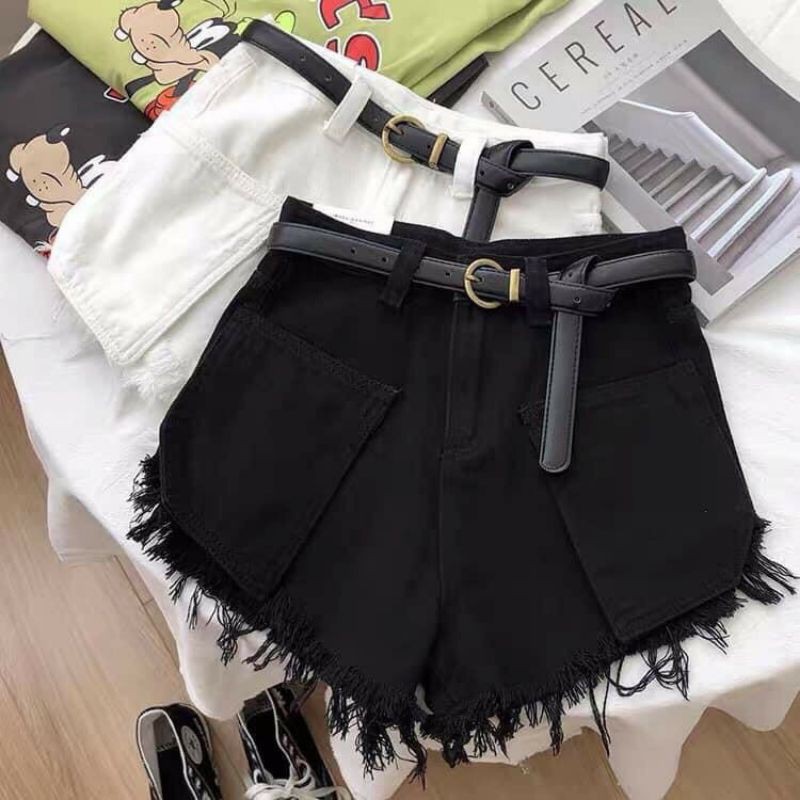 Quần short jean kaki tua rua sexy, Quần short jean nữ trắng 😊😊😊u8777