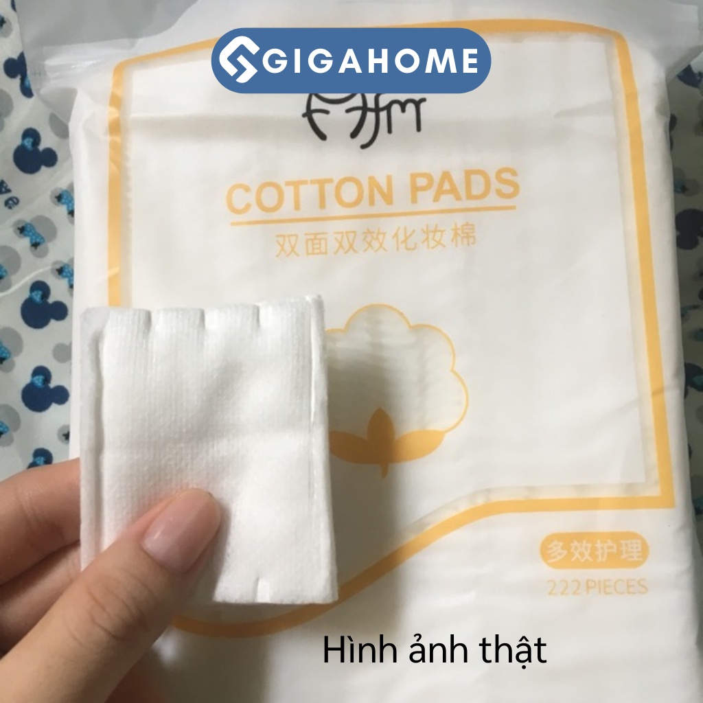 Bông Tẩy Trang 3 Lớp Bông Tự Nhiên GIGAHOME 222 Miếng Tiện Lợi 8385