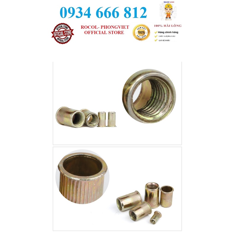 Combo 50c Ốc tán rút chân nhỏ M4 thép mạ