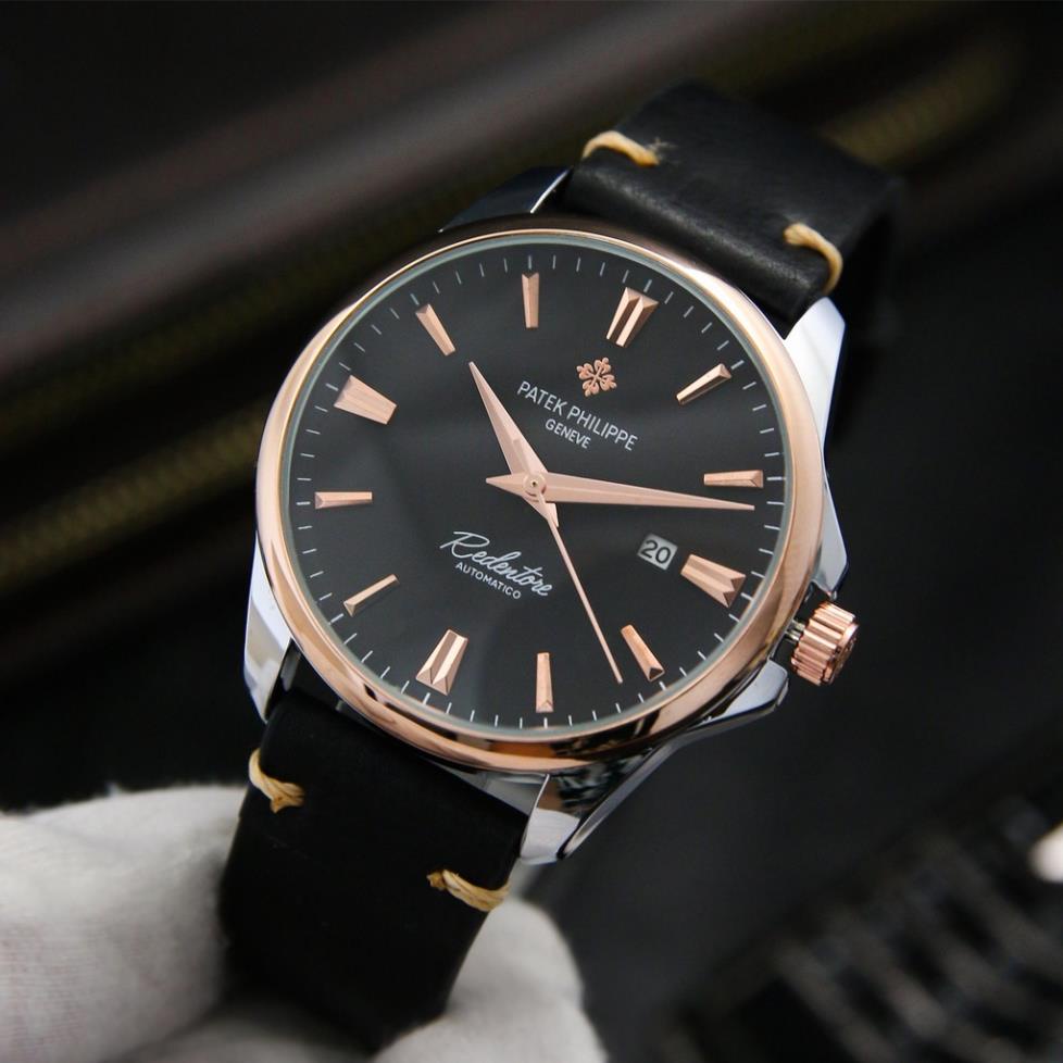 Đồng Hồ Nam Patek Dây Da Bò Mill Cao Cấp - Có Lịch Ngày, - Siêu Mỏng 8mm - Bảo Hành 12 Tháng