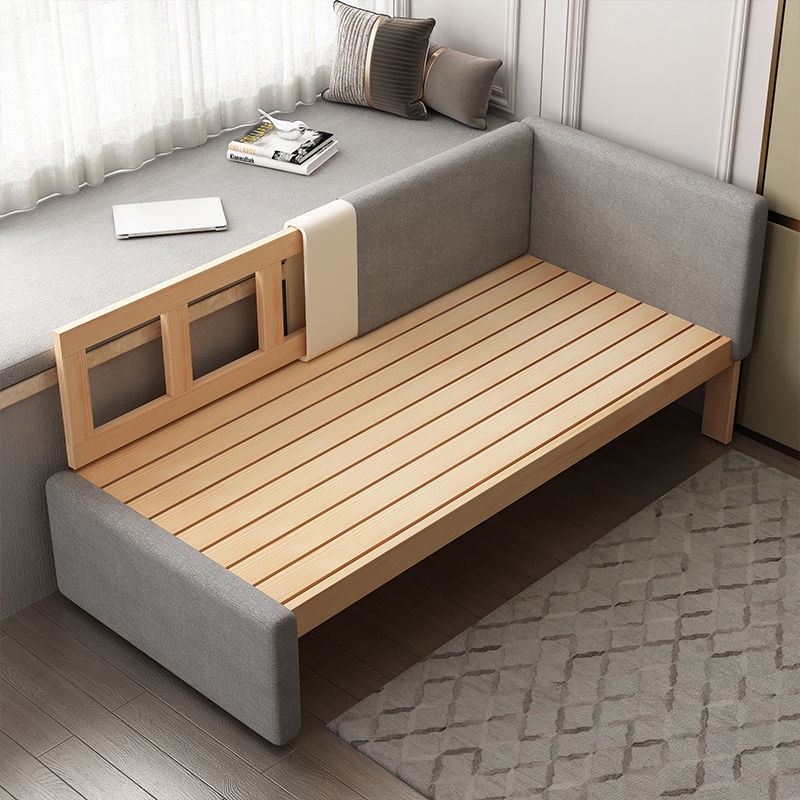 Giường ghép cộng với giường nhỏ bằng gỗ rắn bé trai nhau hàng rào bảo vệ cũi trẻ em lớn khăn trải