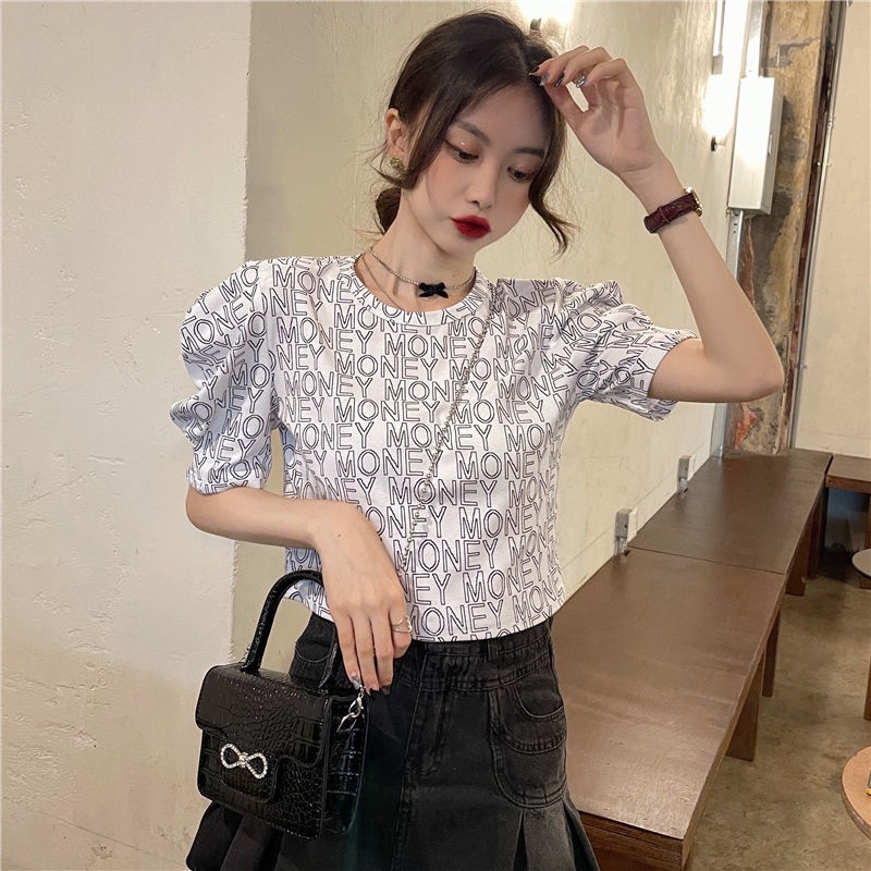 Áo Thun Cotton Tay Phồng Ôm Dáng Thời Trang Cho Nữ